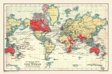 Mapa del Mundo mostrando el Imperio Británico, 1902