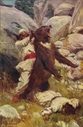 Luchando con un oso, c1912