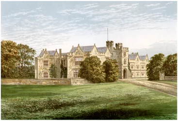 Abadía de Wytham, Oxfordshire, hogar del Conde de Abingdon, c1880