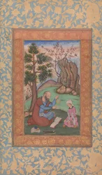 Joven príncipe y mentor sentados en el paisaje, ca. 1600
