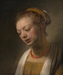 Joven mujer con un collar rojo, ca. 1645