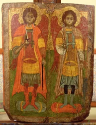 Arcángeles Miguel y Gabriel, icono bizantino, período temprano, siglos X-XI