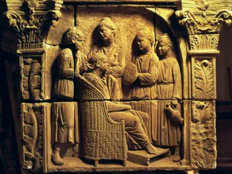 Bajorrelieve de un peluquero, romano, c. siglo II