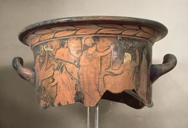Crátera de figuras negras, siglo IV a.C. (fragmento)
