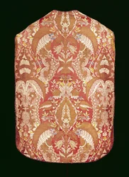 Casulla, seda con patrón de encaje, francesa, c.1720