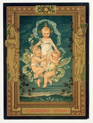 Noche de Navidad, tarjeta de Navidad, 1880s