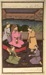 Emperador Khurram (Shah Jahan), con asistentes, Mughal