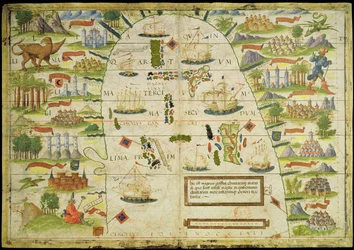 Mapa del mar de China, de un facsímil del Atlas Miller de Pedro y Jorge Reinel y Lopo Homem, realizado en 1519