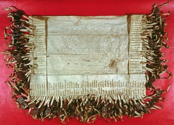Carta medieval de protesta de la nobleza bohemia objetando el trato del Concilio de Constanza a John Huss (c.1369-1415), 1415-16