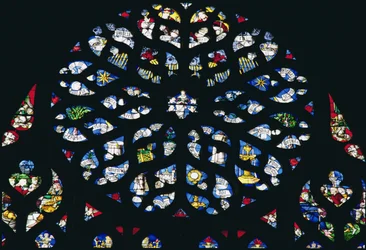 Rosetón norte que representa la Letanía de la Virgen María, siglo XVI