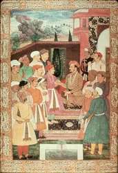 Parviz recibe a su audiencia, Escuela Jahangir, Mughal
