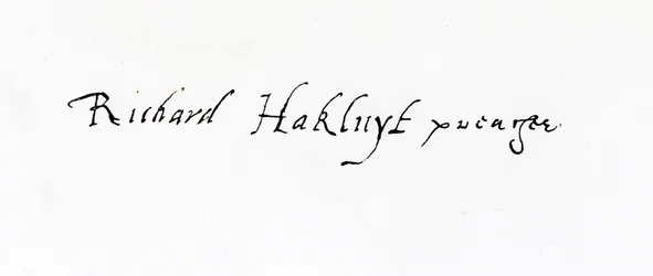 Firma de Richard Hakluyt (c.1552-1616)