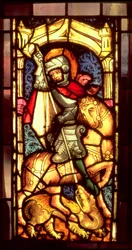 Vidriera que representa a San Jorge y el Dragón de Colonia, c.1300