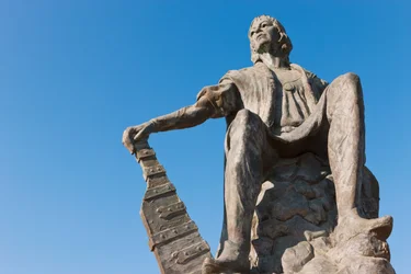 Estatua de Cristóbal Colón en el Monasterio de La Rábida, Provincia de Huelva, Andalucía, sur de España