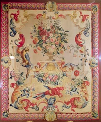 Tapiz en estilo rococó temprano con ornamentación y hojas de acanto por Joshua Morris, década de 1720