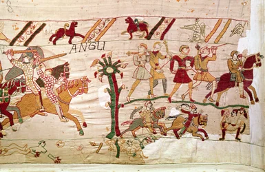 Los ingleses huyen tras la muerte del rey Harold, Tapiz de Bayeux