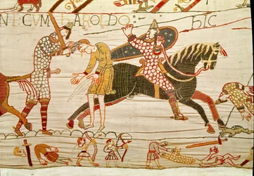 Los normandos matan a los hombres de Harold, Tapiz de Bayeux