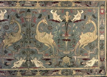 Valance de diseño renacentista, siglo XVII (seda)