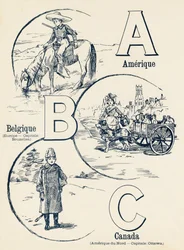 A B C: América, Bélgica, Canadá - ABC de los dos mundos. Emile Guerin, editor, París, hacia 1900.