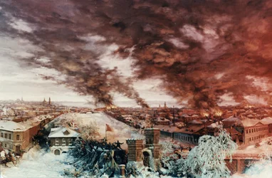Una Heroica Presnya en 1905, pintura de Yevgeni Deshalyt que representa la Revuelta de 1905, Museo de la Revolución, Moscú