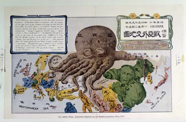 “Un atlas diplomático humorístico de Europa y Asia”, que representa a Rusia como el “pulpo negro”
