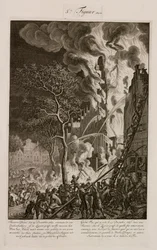 Un incendio en una refinería de azúcar, Ámsterdam, Holanda, 29 de diciembre de 1669