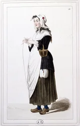 Una tejedora de guillotina en 1793. c.1810 (Grabado)