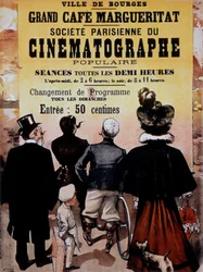 Anuncio de cinematógrafo en Bourges, Francia, c. 1895