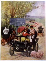 Publicidad de Wilhio para los automóviles de Dion Bouton Francia finales del siglo XIX