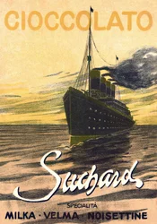 Publicidad del chocolate Milka de Suchard representando un transatlántico, principios del siglo XX (cartel)