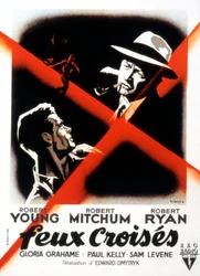 Cartel de la película Crossfire con Robert Young, Robert Mitchum y Robert Ryan 1947