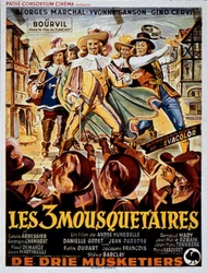 Cartel de la película Los tres mosqueteros de André Hunebelle con Georges Marchal (D