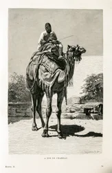 Un egipcio y su hijo en un camello (Ilustración del Atlas de Egipto)