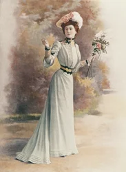 Vestido de tarde con diseño Rouff, lámina de "Les Modes", julio de 1901.