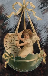 Un ángel trae un mensaje - Postal fechada en 1904