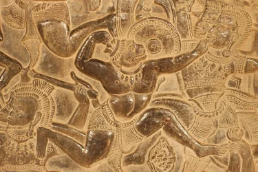 Angkor Wat. (detalle) Escultura en relieve de la Batalla de Kurukshetra, Siem Reap, Camboya
