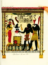 Apoteosis de un faraón: El rey Seti I se encuentra con los dioses Osiris y Horus descubierto en Tebas por Giovanni Battista Belzoni