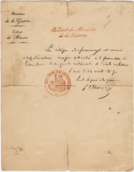 Carta autógrafa del delegado de guerra Gustave Paul Cluseret durante la Comuna de París. Dim. 10,7x6,8 cm 1871