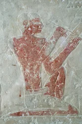 Bajorrelieve en el museo egipcio de El Cairo: escritor, El Cairo, Egipto