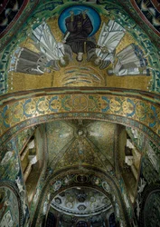 Basílica de San Vital, Mosaicos en la bóveda del ábside, Rávena, Emilia-Romaña, Italia