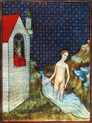 Betsabé según una miniatura de La Biblia de los Sentidos del siglo XIV