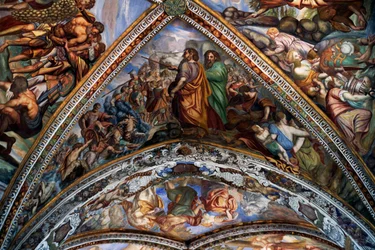 Escenas bíblicas, frescos (siglo XVIII) de la bóveda de la Catedral de San Bartolomé, Lipari, Islas Eolias (Lista del Patrimonio Mundial de la UNESCO, 2000), Sicilia, Italia