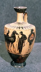 Jarrón ático de figuras negras, siglo V a.C.