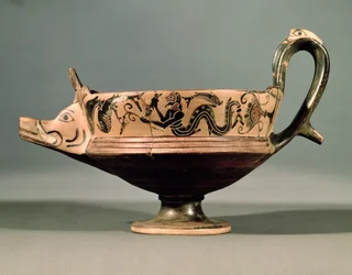 Kíatos de figuras negras beocio del grupo de los bailarines beocios, c.575-550 a.C.