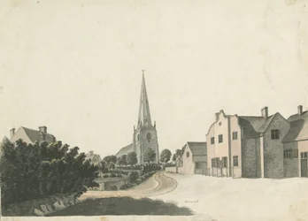 Escuela de Gramática de Brewood: dibujo a pluma coloreado, nd [?siglo XIX]