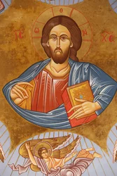 Fresco en el techo de la iglesia ortodoxa de Pedoulas. Cristo Pantocrátor, Pedoulas, Chipre