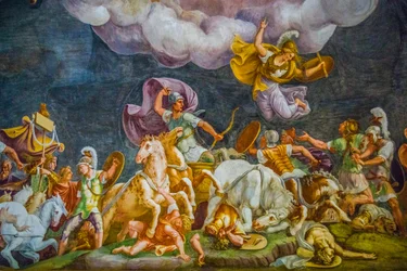 Pintura en el techo del Palacio Duccale, Palacio Real, Castillo San Giorgio, Mantua, Lombardía, Italia, Europa (foto)