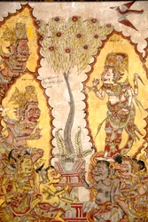 Pinturas en el techo del Palacio Real; dioses y demonios; Kerta Gosa; palacio Taman Gili; Klungkung; Semarapura; Bali; Indonesia; Sudeste Asiático; Asia