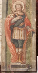 Iglesia de San Lorenzo (Església Sant Llorenç). Interior. El ábside. (detalle) Pinturas murales. Barroco.