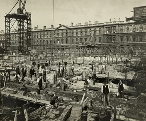 Construcción de las nuevas oficinas gubernamentales, Great George Street, Westminster, Londres, 24 September 1902, Reino Unido